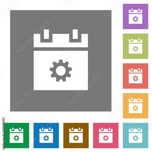 Schedule settings square flat icons