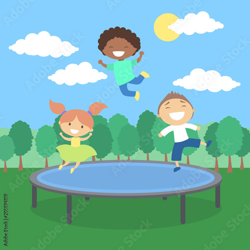 Kids on trampoline.
