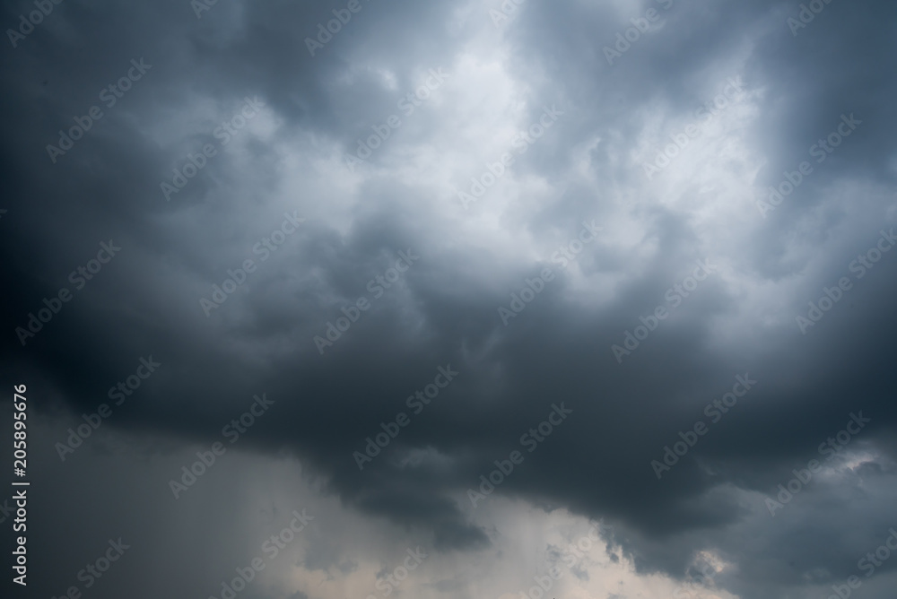 dark storm clouds with background,Dark clouds before a thunder-storm.