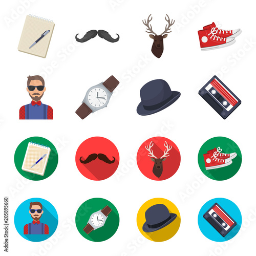 Hipster, fashion, style, subculture .Hipster style set collection icons in cartoon,flat style vector symbol stock illustration web.