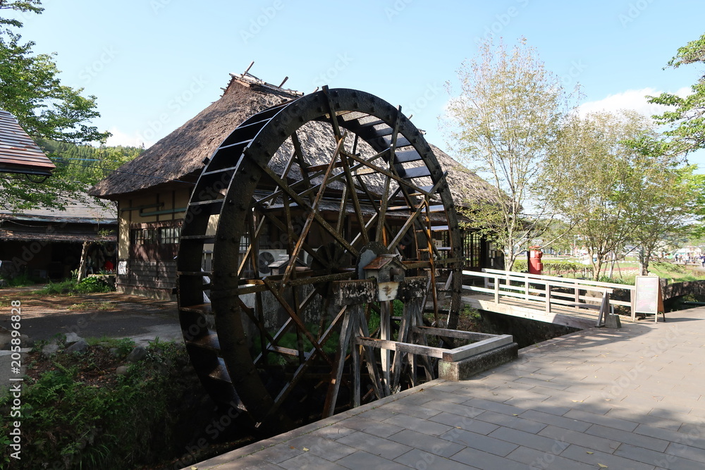 Japanese old house and water mill Japanese old house and water mill