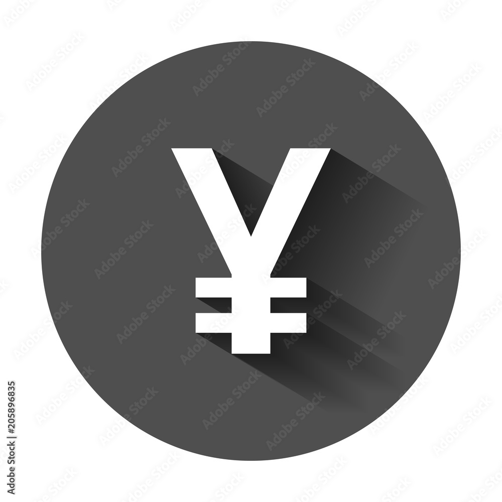 Yen, yuan money currency vector icon in flat style. Yen symbol illustration with long shadow. Asia money business concept. Yen, yuan money currency vector icon in flat style. Yen symbol illustration with long shadow. Asia money business concept.