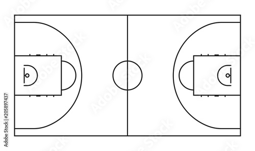 Basketball court line vector background. Outline basketball sports field © MicroOne