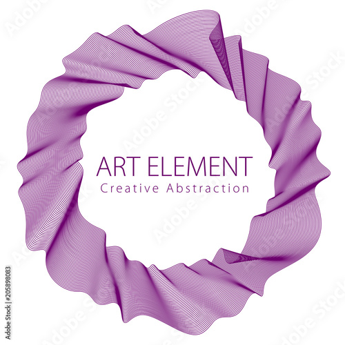 Round frame of flowing smoke. Vector abstract artistic beautiful background with copy space for text. Isolated over white background.