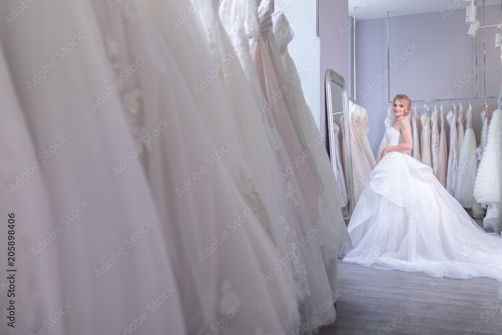 Attractive young bride in white dress Attractive young bride in white dress