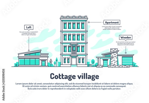 Urban buildings, property housing real estate investment vector background