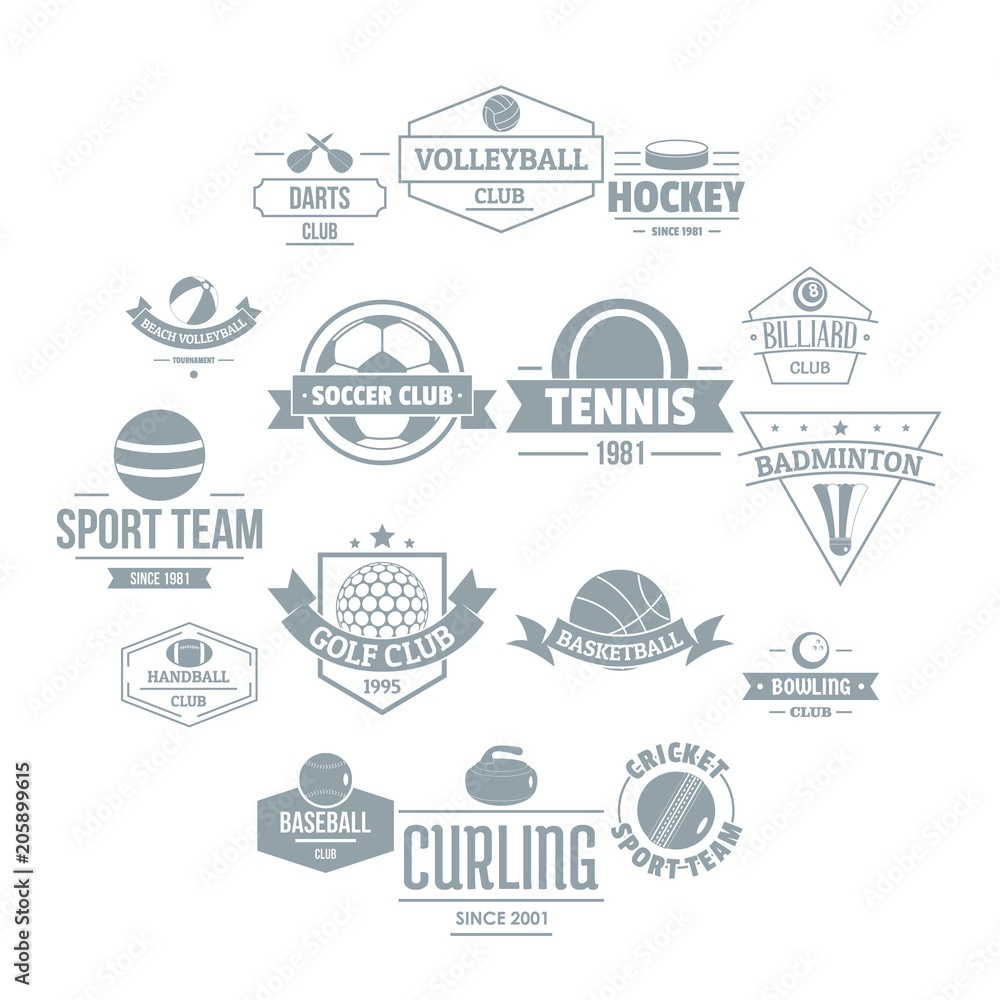 Sport balls logo icons set. Simple illustration of 16 sport balls logo vector icons for web Sport balls logo icons set. Simple illustration of 16 sport balls logo vector icons for web