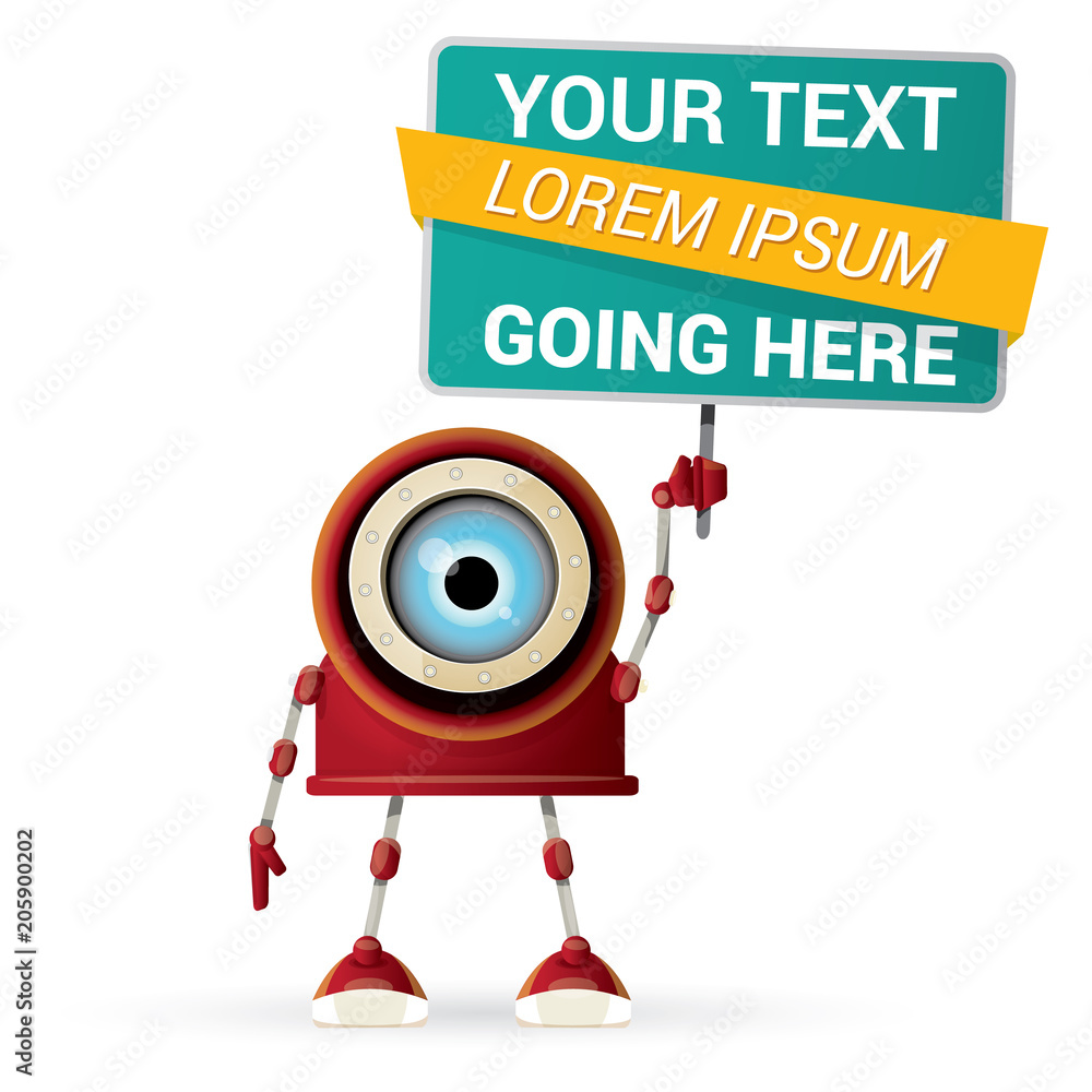 vector funny cartoon red friendly robot character isolated on white background. Kids 3d robot toy. chat bot icon vector funny cartoon red friendly robot character isolated on white background. Kids 3d robot toy. chat bot icon