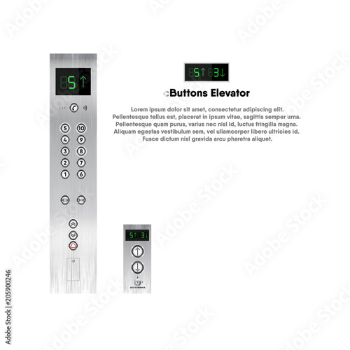 Buttons and display modern design for elevator, Lift, Vector, Illustration