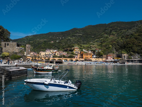 Monterosso village, bay and boats on a sunny spring day © Magdalena Juillard