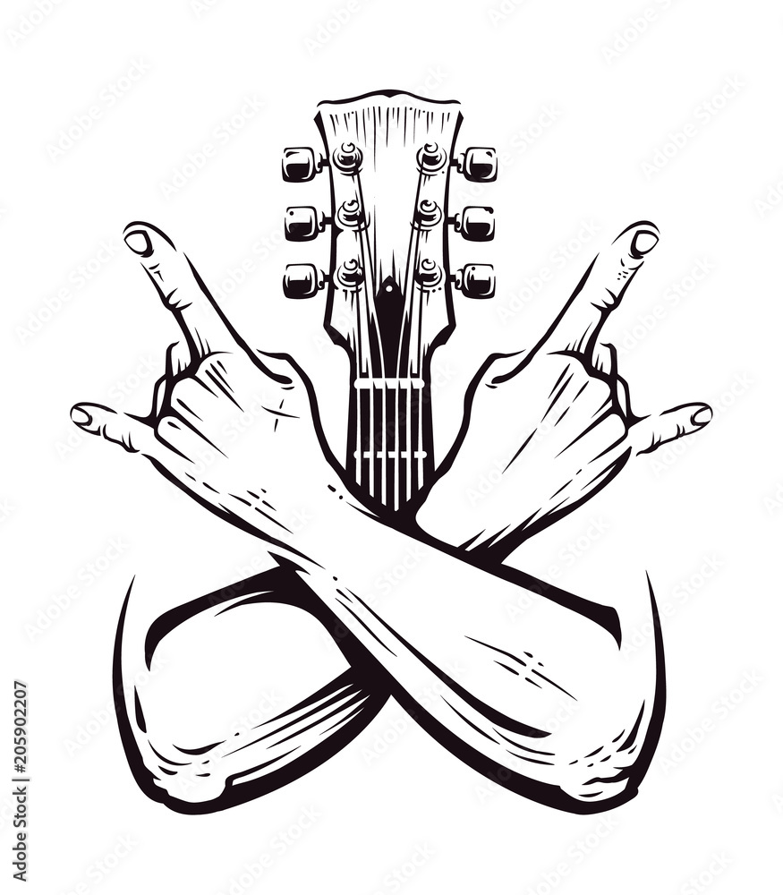 Fototapeta premium Rock Crossed Hands Vector