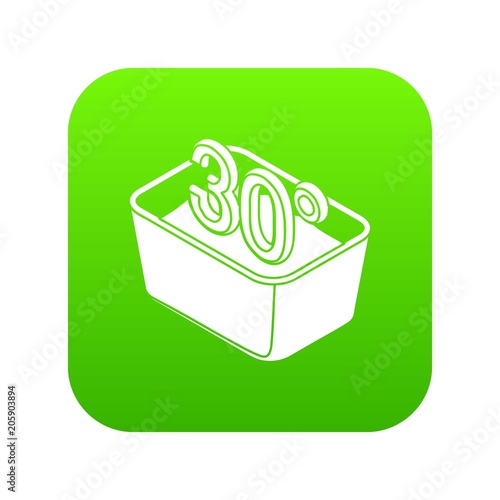 Hand wash 30 degrees celsius icon green vector isolated on white background