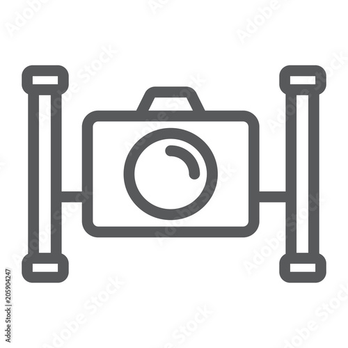 Underwater camera line icon, diving and underwater
