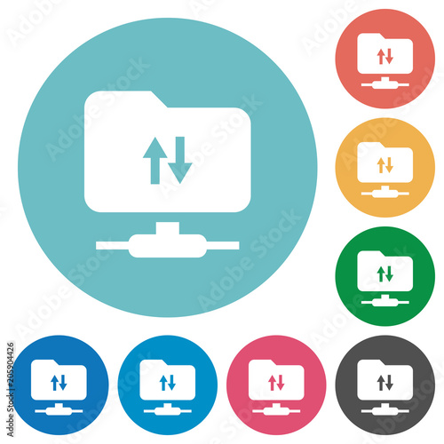 FTP data traffic flat round icons