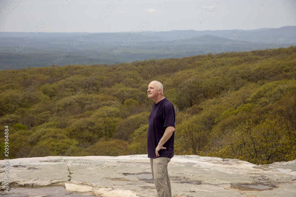 Hiker on Sam's Point overlook, New York