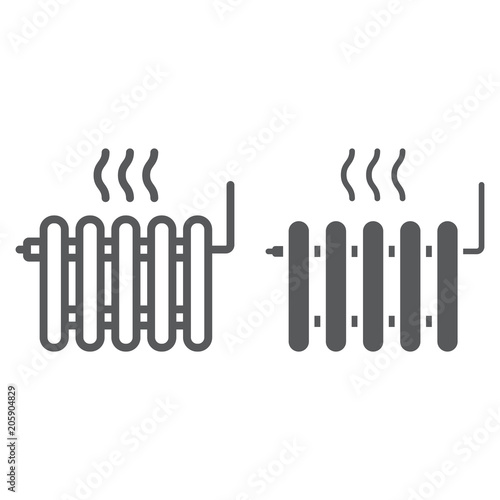 Radiator heating line and glyph icon, Real estate © amin268