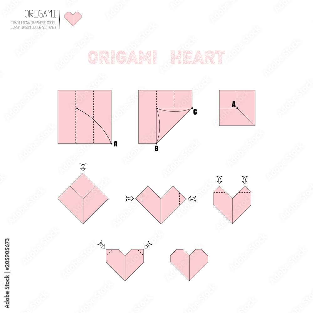 How To Make A Origami Paper Heart Stock Vector