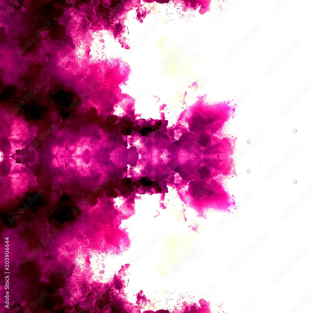 Isolated fractal art on white background. Abstract pink watercolor texture background. Oil painting style. Template for decoration of design products. Creative artistic purple wallpaper.