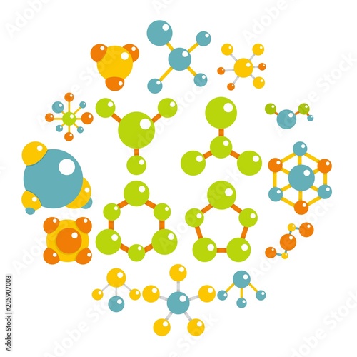 Fototapeta Naklejka Na Ścianę i Meble -  Molecule icons set in flat style isolated vector illustration