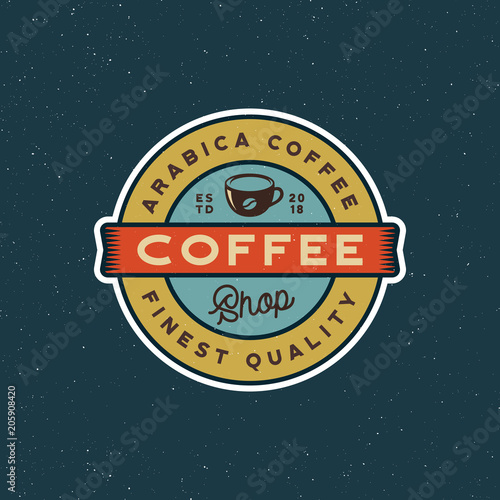 modern vintage coffee shop label. vector illustration