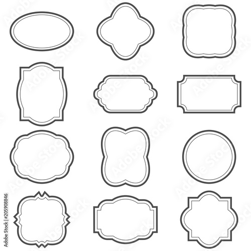 Set of decorative vintage vector frames, isolated on white background