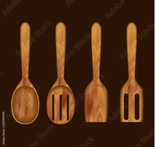 cucharas de madera para la cocina set de cuatro photo