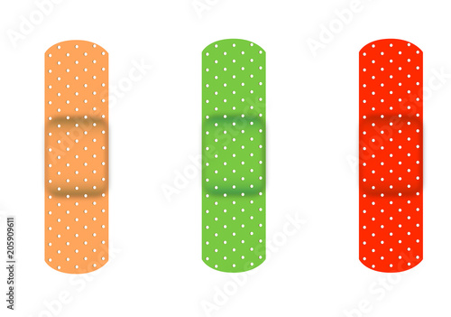 curitas para heridas de colores/ ban aids, colorful, pack of three colors