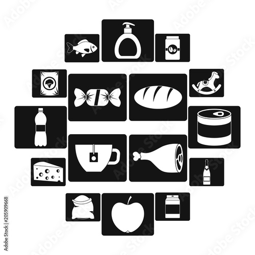 Shop navigation foods icons set. Simple illustration of 16 shop navigation foods vector icons for web