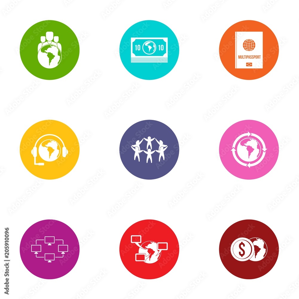 Global business icons set. Flat set of 9 global business vector icons for web isolated on white background Global business icons set. Flat set of 9 global business vector icons for web isolated on white background