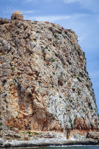 Ruins of Venetian fort on Imeri Gramvousa Island near island of Crete, Greece photo