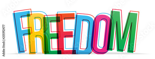 Freedom colorful word. Vector illustration.
