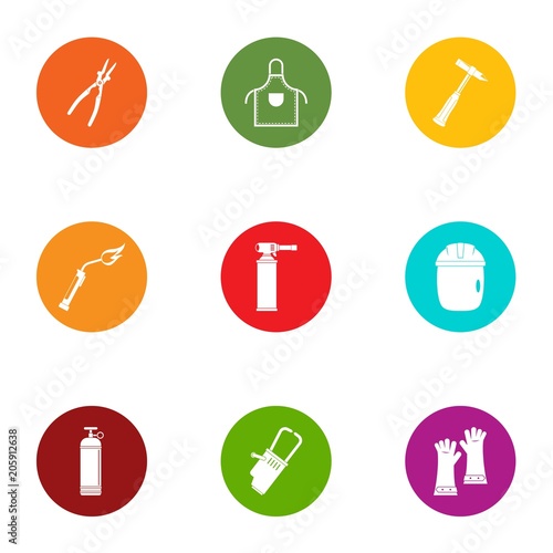 Vegetable garden tool icons set. Flat set of 9 vegetable garden tool vector icons for web isolated on white background