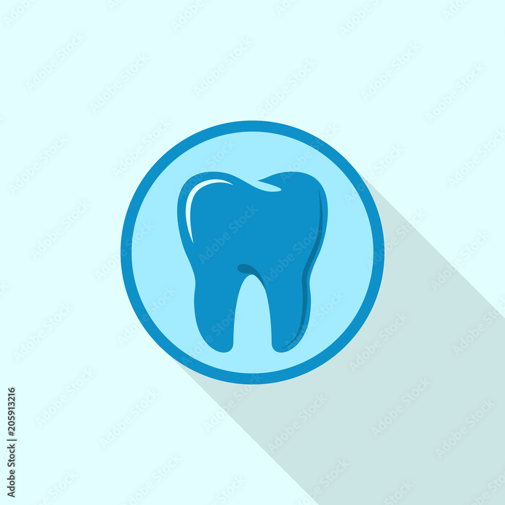 Tooth on circle logo icon. Flat illustration of tooth on circle vector logo icon for web design Tooth on circle logo icon. Flat illustration of tooth on circle vector logo icon for web design