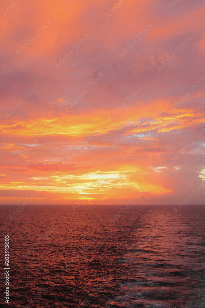 Dawn in ocean. Caribbean Sea, Santo Domingo, Dominican Republic