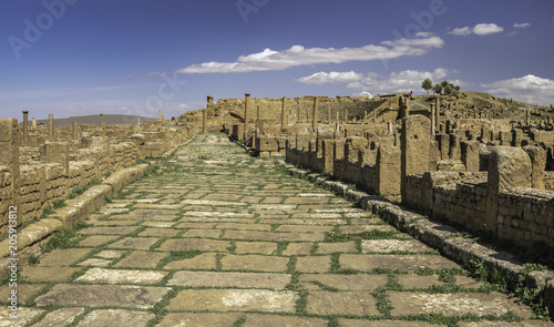 Canvas Print Decumanus maximus in Timgad, a Roman-Berber city in the Aures Mountains (Colonia