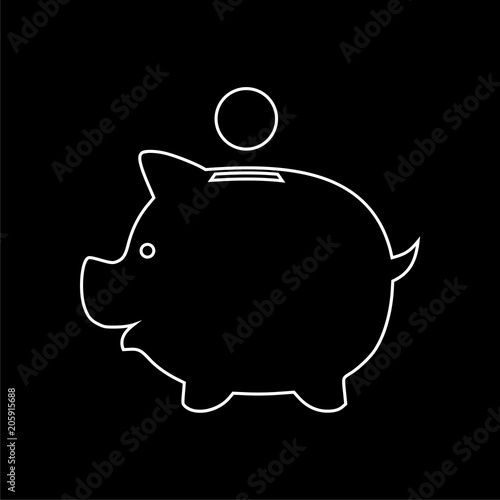 Piggy bank icon on dark background