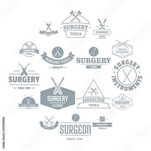 Surgery tools logo icons set. Simple illustration of 16 surgery tools logo vector icons for web © ylivdesign