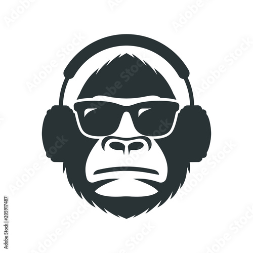 Monkey in sunglasses and headphones mascot