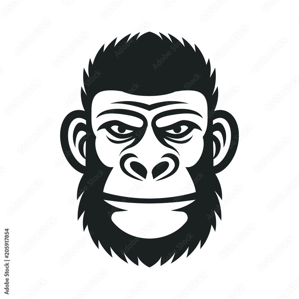 Head of a monkey. Wicked gorilla. Primacy illustration Head of a monkey. Wicked gorilla. Primacy illustration