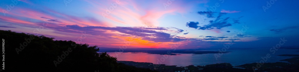 Landscape of Ubonrat dam. Khonkaen Province., Thailand. Sunset Time. panorama. Landscape of Ubonrat dam. Khonkaen Province., Thailand. Sunset Time. panorama.