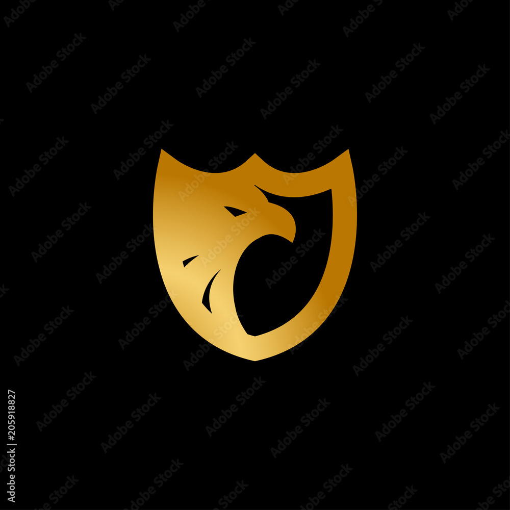 Shield gold eagle logo design template vector Shield gold eagle logo design template vector