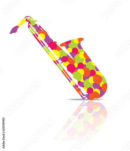 Saxophone Music Instrument colorful and White Background Illustration