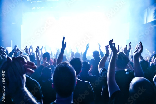 cheering crowd at rock concert in front of bright lights © DWP