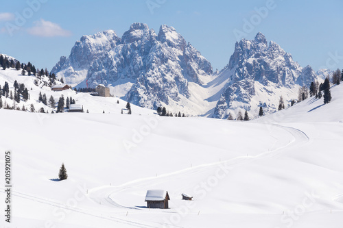 Plaetzwiese in Winter, Pratopiazza, Bolzano, South Tyrol, Trentino Alto Adige, Italy photo