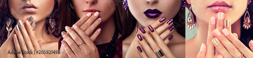 фотография Beauty fashion model with different make-up and nail art design wearing jewelry