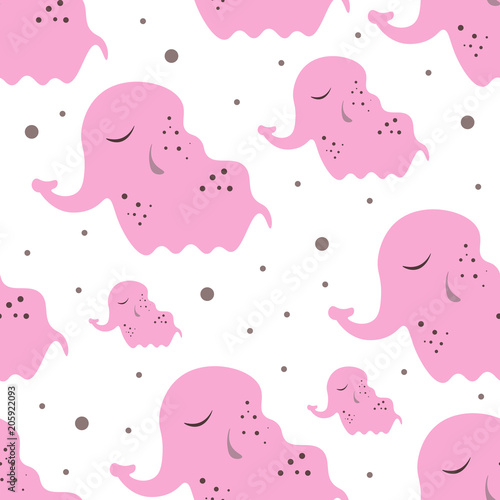 4641189 Cute seamless childish pattern for kids in scandinavian style with elephant.