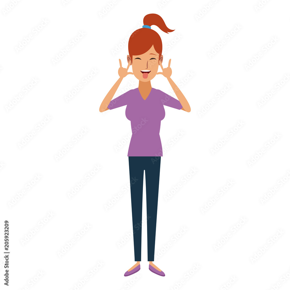 Young woman doing hands expressions vector illustration graphic design Young woman doing hands expressions vector illustration graphic design