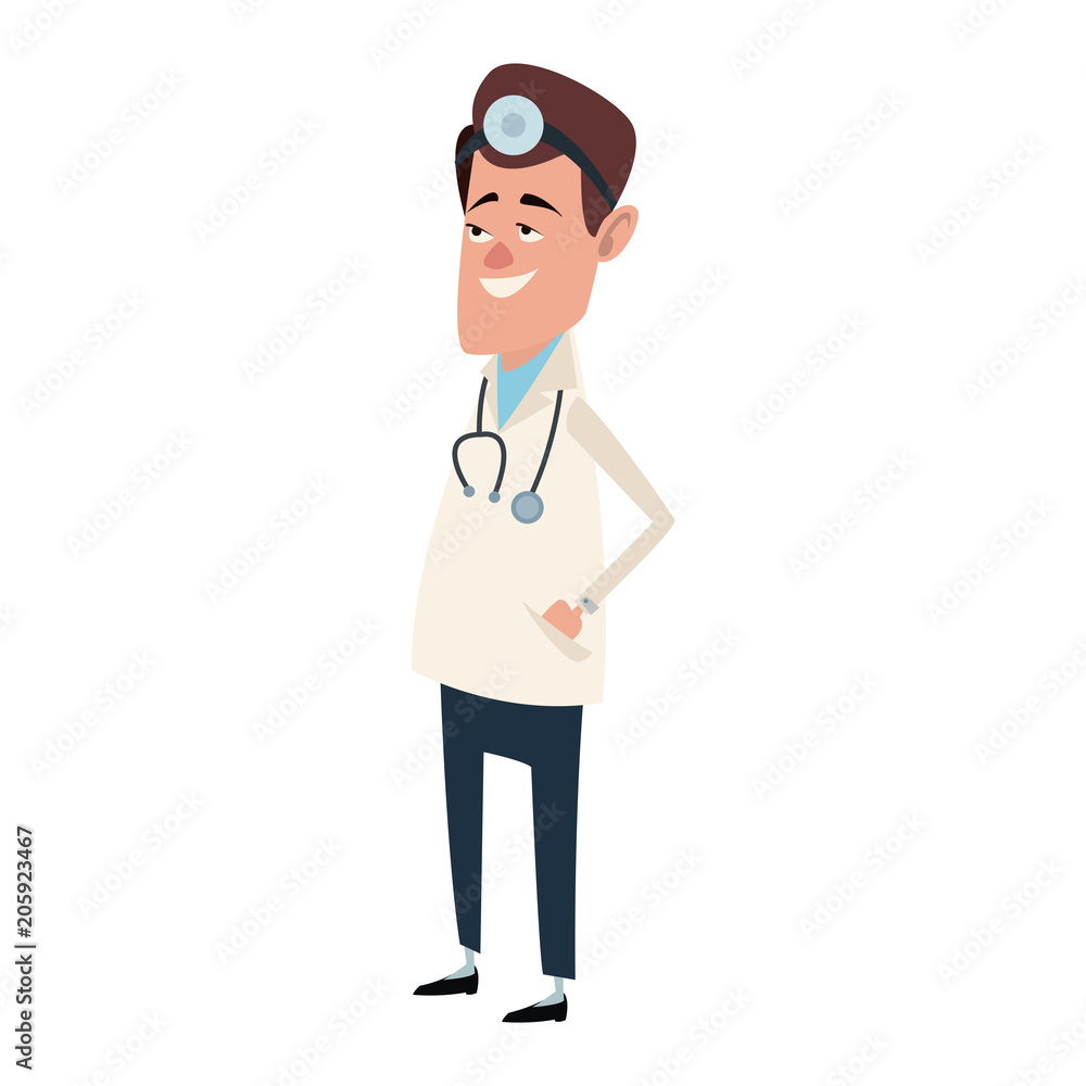 Cute male doctor cartoon vector illustration graphic design