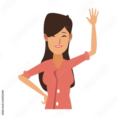 Young woman doing hands expressions vector illustration graphic design