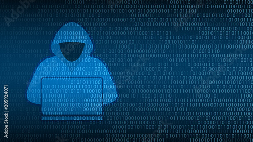 Cyber technology security, Hacker on digital screen, network protection background design, vector illustration